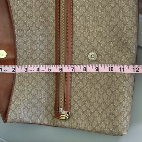 Celine Macadam Shoulder Bag Clutch Beige Brown Leather - Picture 12 of 16